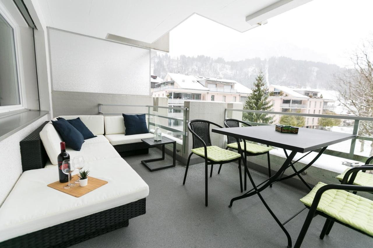 Spirit Apartments - Balkon - Bergsicht - Parkplatz Engelberg Zewnętrze zdjęcie